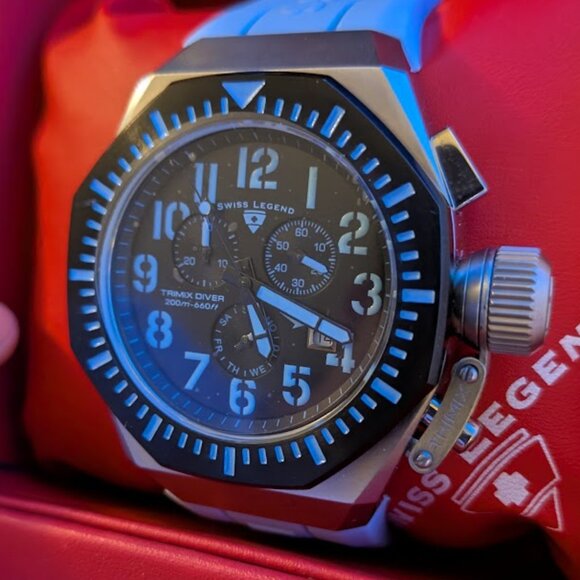 ⬇️PD⬇️SWISS LEGEND CHRONOGRAPH TRIMIX DIVERS MEN WATCH 200M - Picture 1 of 11